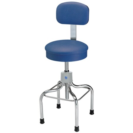 Pedigo Anesthetist Stool, Stainless Steel with Back, Raven Black T-1039-SS-RVN
